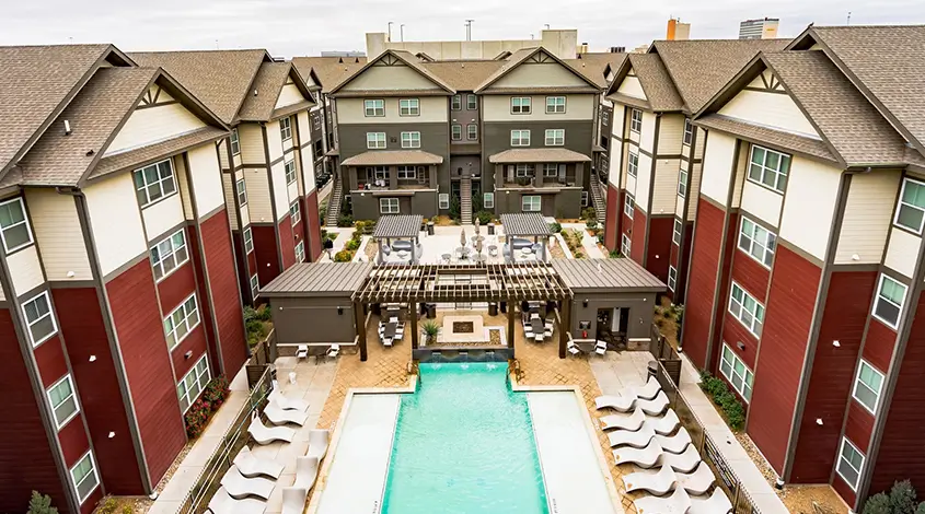 a resort-style swimming pool