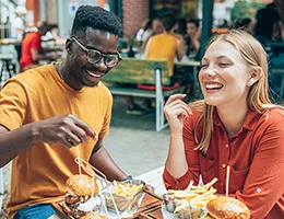 young adults enjoying lunch